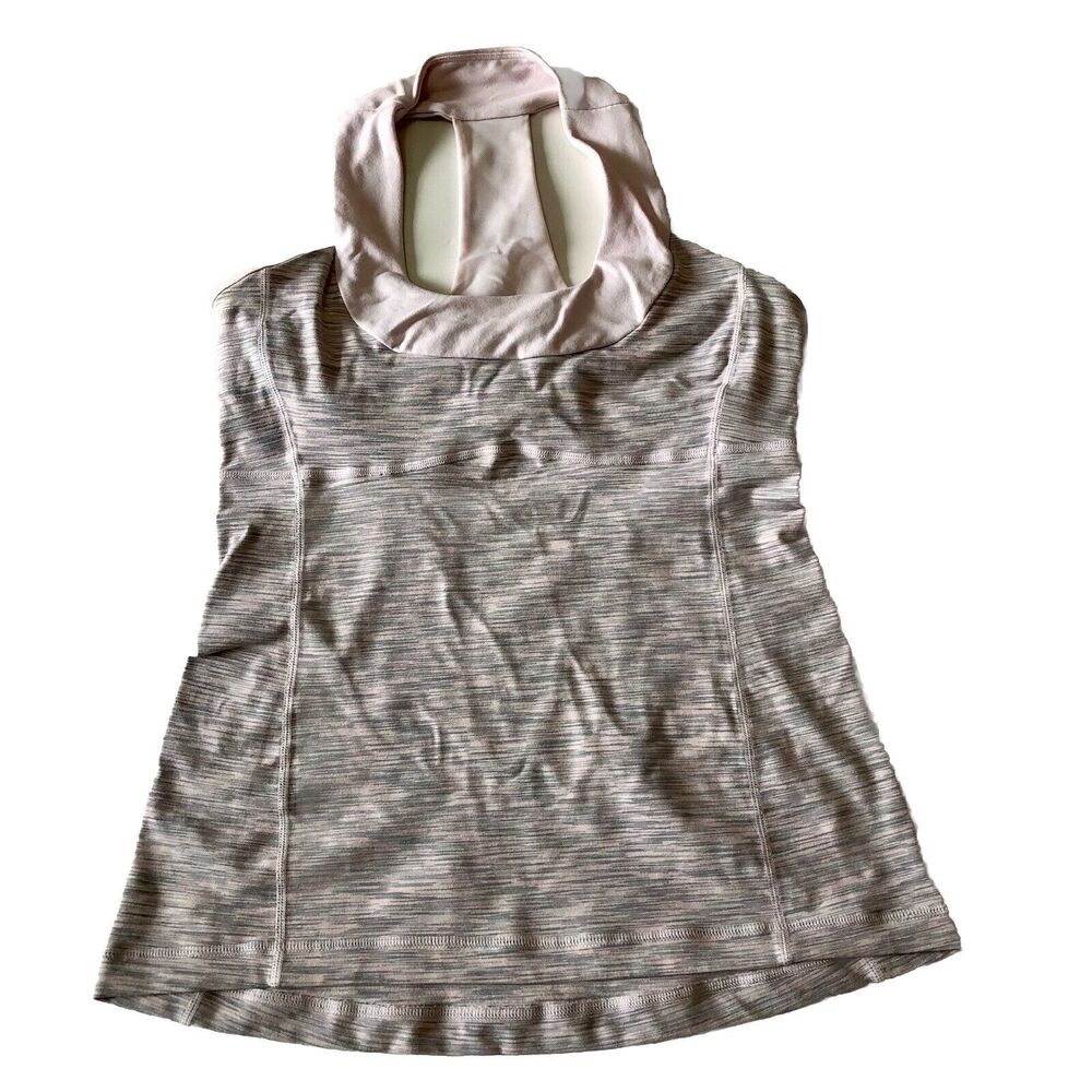 Lululemon Scoop Neck Tank Pink Gray Space Dye Racerback Built In Shelf Bra S 8